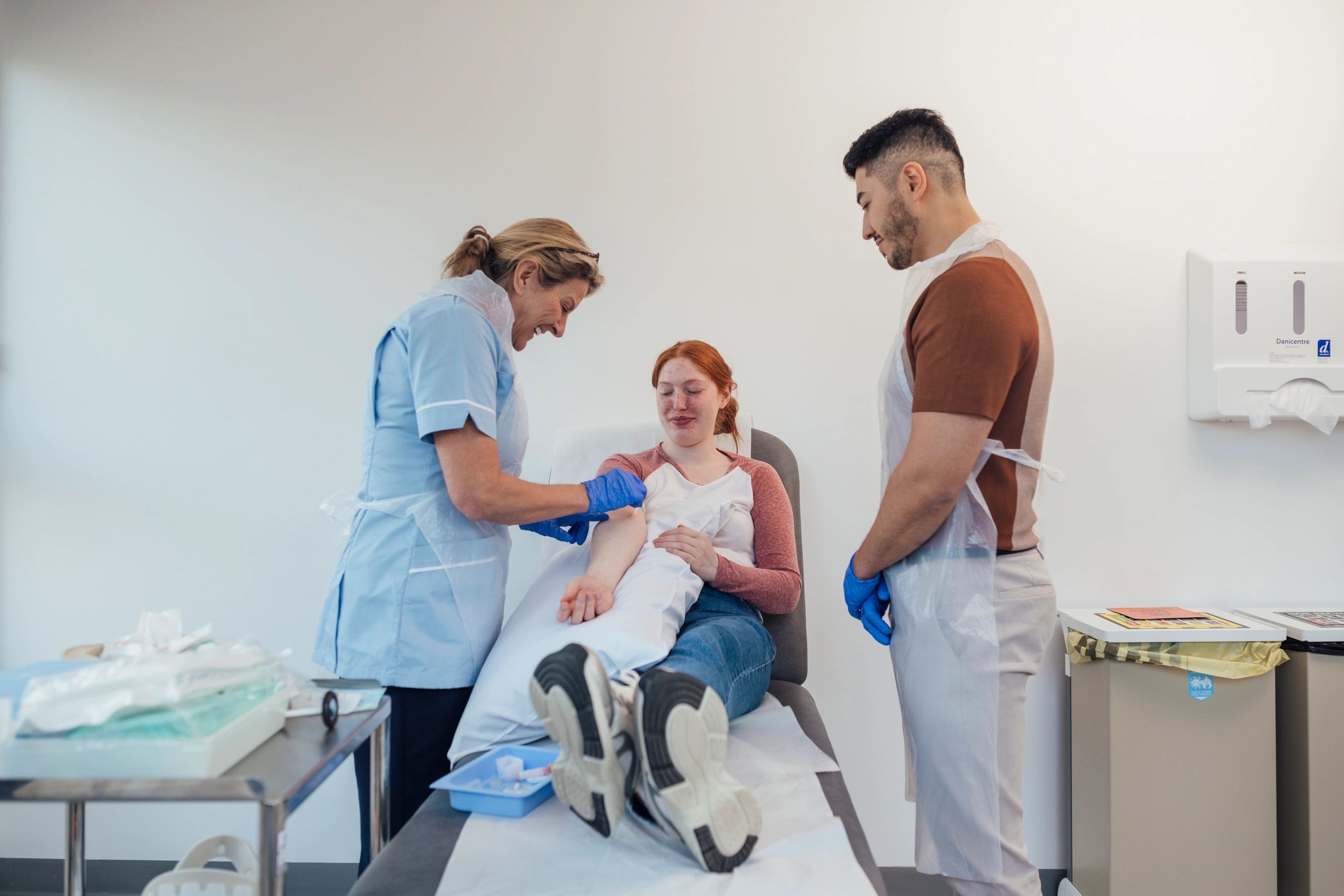 Healthcare support activity during a donation drive